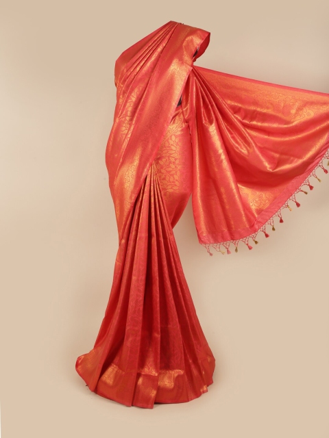 

Pothys Pink & Gold-Toned Woven Design Zari Art Silk Saree