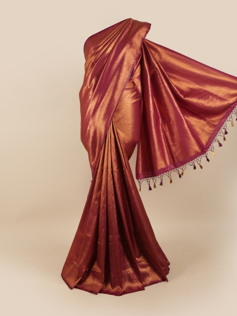 

Pothys Maroon & Gold-Toned Woven Design Zari Art Silk Saree