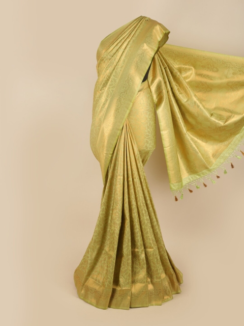 

Pothys Green & Gold-Toned Woven Design Zari Art Silk Saree