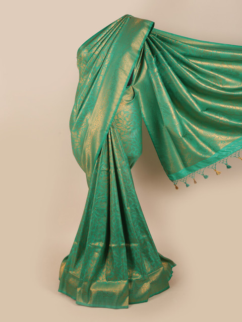 

Pothys Green & Gold-Toned Woven Design Zari Art Silk Saree