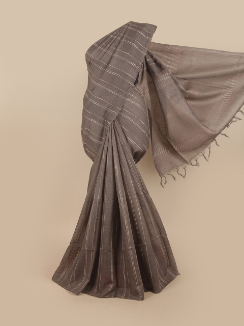 

Pothys Grey Striped Jute Silk Saree