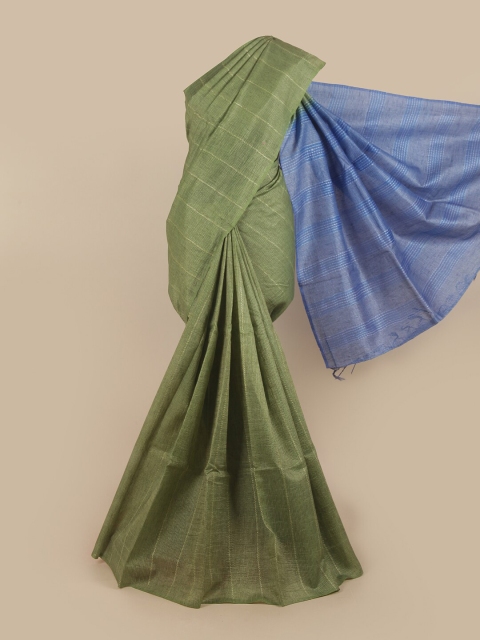 

Pothys Green & Blue Striped Jute Silk Saree
