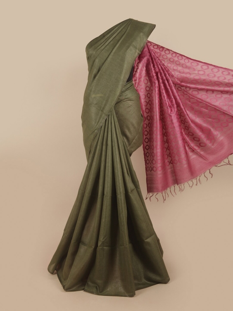 

Pothys Green & Pink Jute Silk Saree