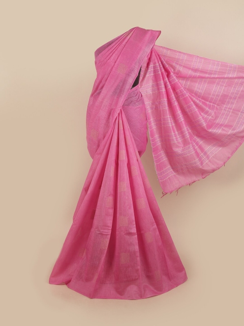 

Pothys Pink & White Woven Design Jute Silk Saree
