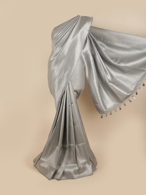 

Pothys Grey & Silver-Toned Woven Design Zari Art Silk Saree