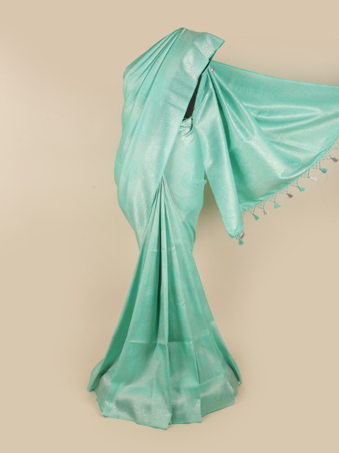 

Pothys Blue & Silver-Toned Woven Design Zari Art Silk Saree