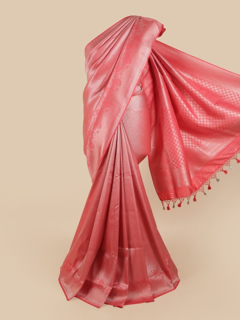 

Pothys Pink & Silver-Toned Woven Design Zari Art Silk Saree
