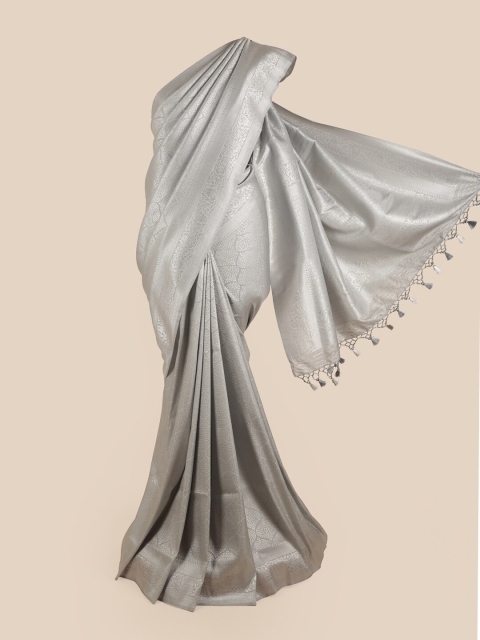 

Pothys Grey & Silver-Toned Woven Design Zari Art Silk Saree