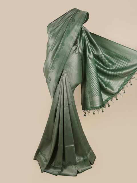 

Pothys Green & Silver-Toned Woven Design Zari Art Silk Saree