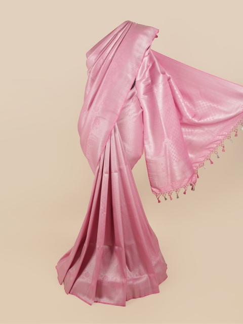 

Pothys Pink & Silver-Toned Woven Design Zari Art Silk Saree
