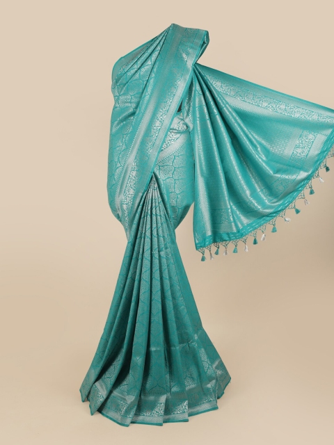 

Pothys Blue & Silver-Toned Woven Design Zari Art Silk Saree