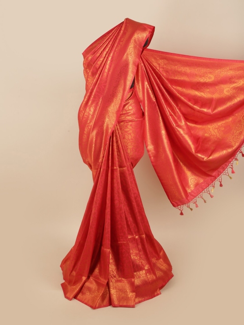 

Pothys Pink & Gold-Toned Woven Design Zari Art Silk Saree