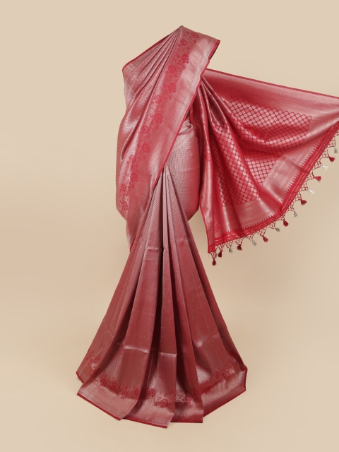 

Pothys Pink & Silver-Toned Woven Design Zari Art Silk Saree
