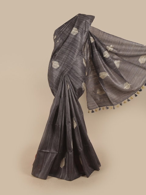 

Pothys Grey & White Floral Embroidered Jute Silk Saree
