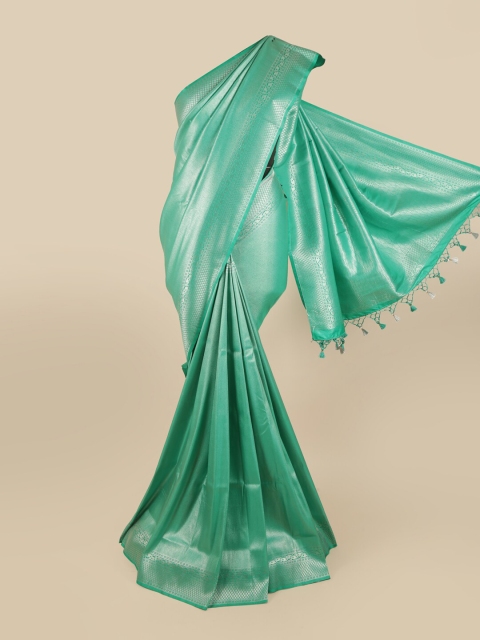 

Pothys Green & Silver-Toned Woven Design Zari Art Silk Saree