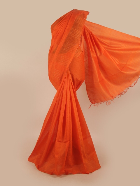 

Pothys Orange Woven Design Jute Silk Saree