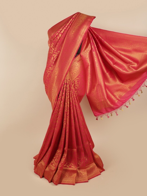 

Pothys Pink & Gold-Toned Woven Design Zari Art Silk Saree