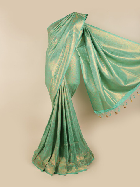 

Pothys Green & Gold-Toned Woven Design Zari Art Silk Saree