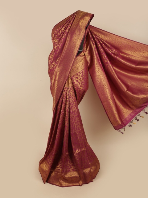 

Pothys Maroon & Gold-Toned Woven Design Zari Art Silk Saree