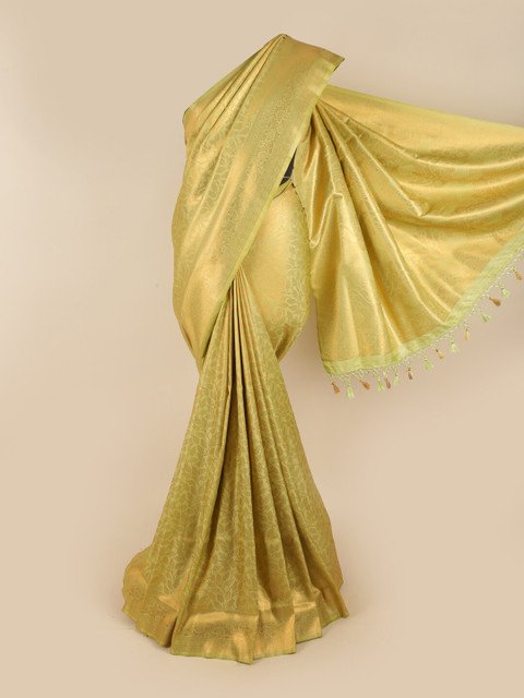 

Pothys Green & Gold-Toned Woven Design Zari Art Silk Saree