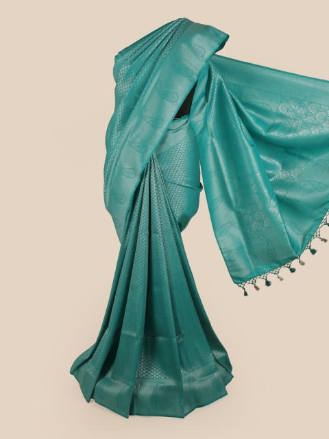 

Pothys Blue & Silver-Toned Woven Design Zari Art Silk Saree
