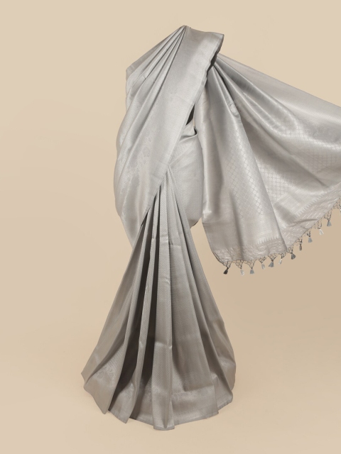 

Pothys Grey & Silver-Toned Woven Design Zari Art Silk Saree