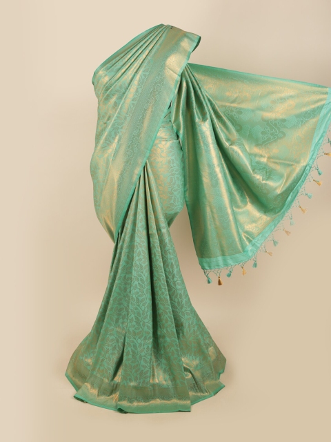

Pothys Green & Gold-Toned Woven Design Zari Art Silk Saree