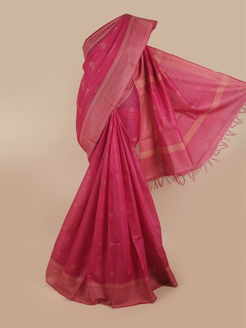 

Pothys Pink Woven Design Zari Jute Silk Saree