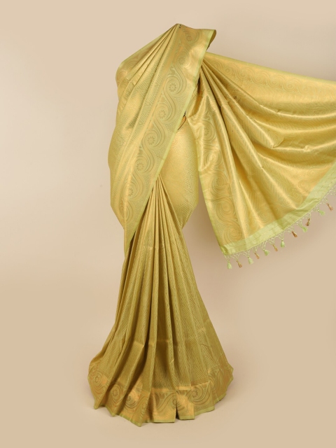 

Pothys Green & Gold-Toned Woven Design Zari Art Silk Saree