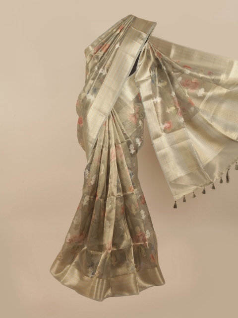 

Pothys Green & Red Woven Design Zari Organza Saree