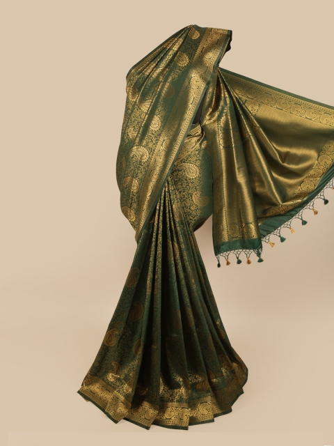 

Pothys Green & Gold-Toned Woven Design Zari Art Silk Saree