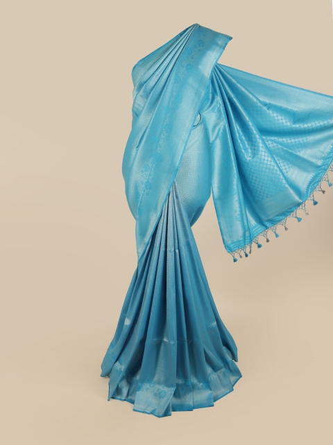 

Pothys Blue & Silver-Toned Woven Design Zari Art Silk Saree