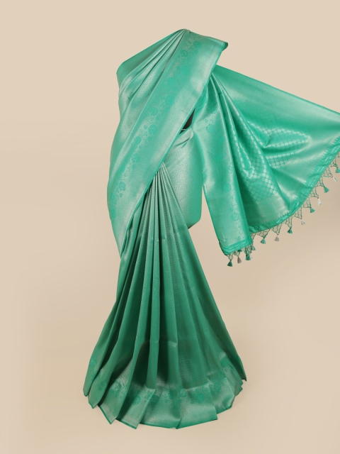 

Pothys Green & Silver-Toned Woven Design Zari Art Silk Saree
