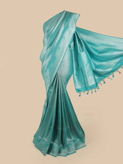 

Pothys Blue & Silver-Toned Woven Design Zari Art Silk Saree