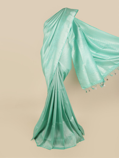 

Pothys Green & Silver-Toned Woven Design Zari Art Silk Saree