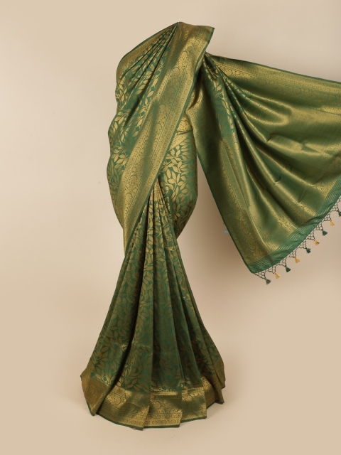 

Pothys Green & Gold-Toned Woven Design Zari Art Silk Saree