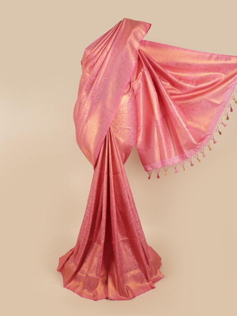 

Pothys Pink & Gold-Toned Woven Design Zari Art Silk Saree