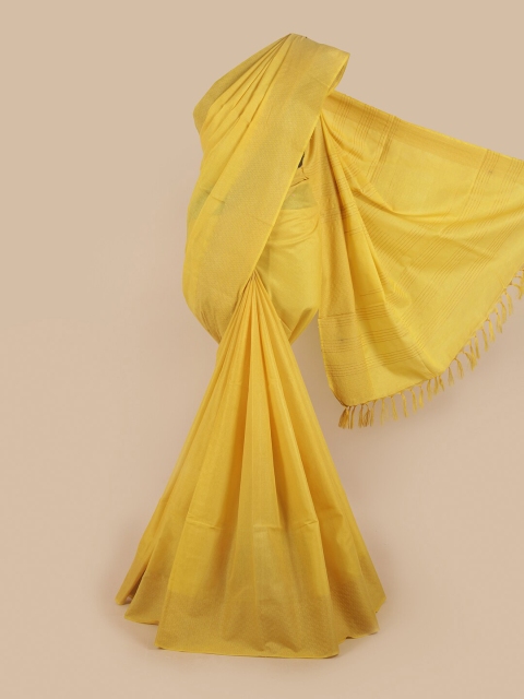

Pothys Yellow & Gold-Toned Woven Design Zari Jute Silk Saree