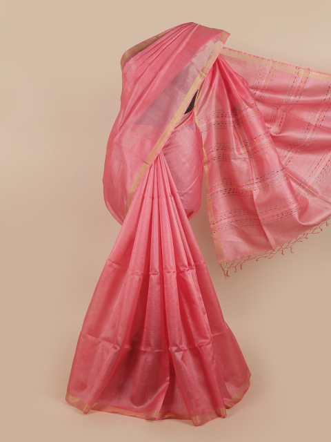 

Pothys Pink Woven Design Jute Silk Saree