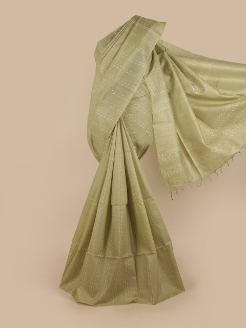 

Pothys Green Striped Jute Silk Saree