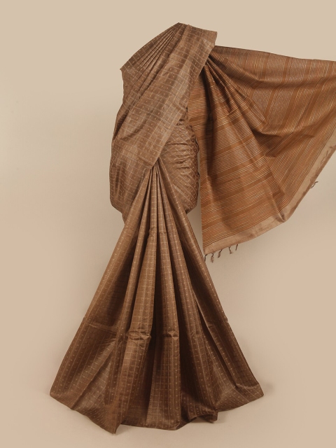 

Pothys Brown Woven Design Jute Silk Saree