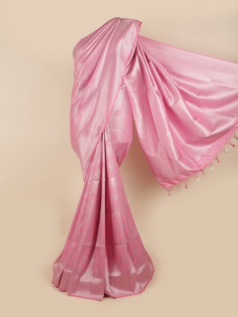 

Pothys Pink & Silver-Toned Woven Design Zari Art Silk Saree