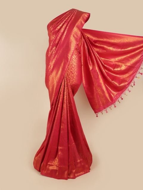 

Pothys Pink & Gold-Toned Woven Design Art Silk Saree