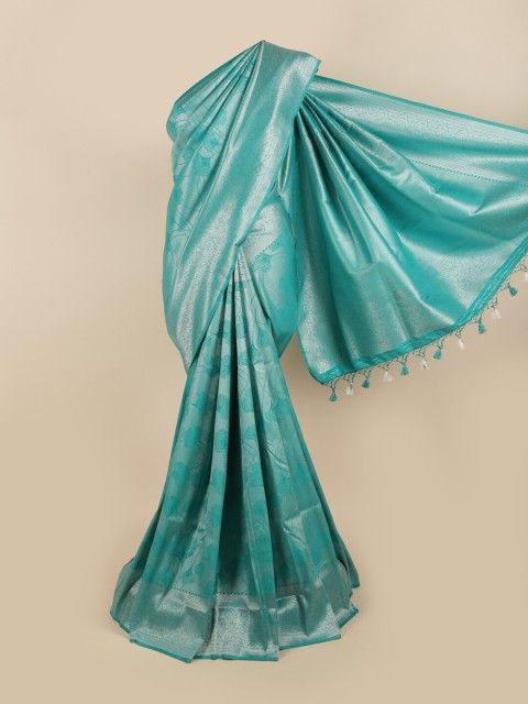 

Pothys Turquoise Blue & Silver-Toned Woven Design Zari Art Silk Saree