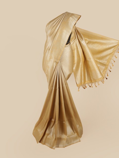 

Pothys Gold-Coloured & Silver-Coloured Zari Art Silk Banarasi Saree