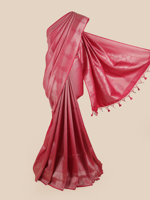 

Pothys Pink & Silver-Coloured Zari Art Silk Banarasi Saree