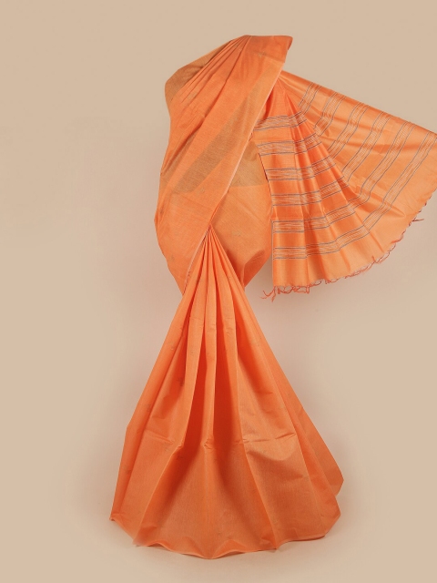 

Pothys Orange & Gold-Coloured Jute Silk Tussar Saree