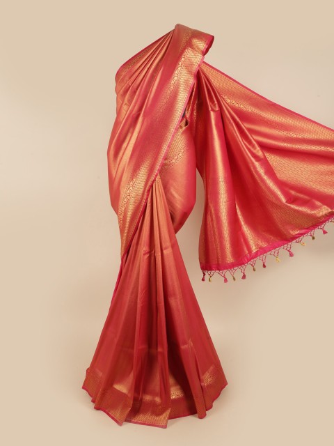 

Pothys Pink & Gold-Coloured Zari Art Silk Banarasi Saree