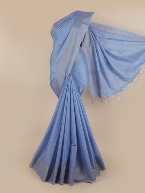 

Pothys Blue & Grey Jute Silk Tussar Saree
