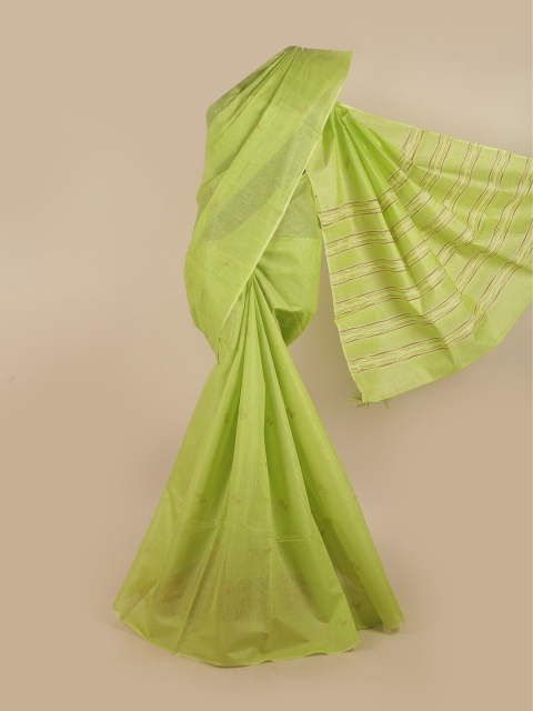 

Pothys Green & Beige Ethnic Motifs Jute Silk Tussar Saree